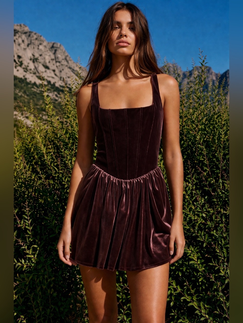 Zara Corset Velvet Mini Dress